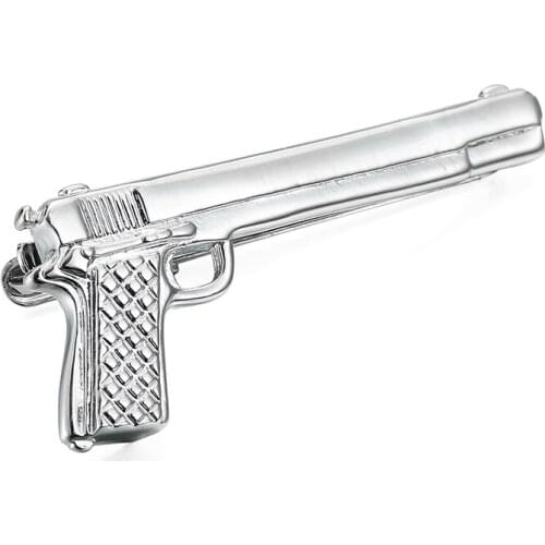 WN brand new fashion mens business suit tie clips a high-end brand silvery pistol tie clip to a friends birthday gift