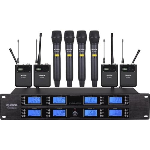 Factory supply handheld 8 channel wireless professional uhf microphone