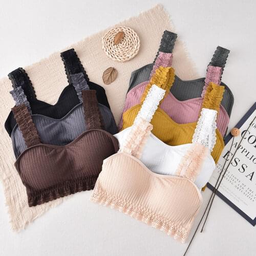 Women Tank Crop Tops Lace Tube Top Sexy Lingerie Padded Seamless Underwear Wire Free Brassiere Sexy Tank Top Female Camisole