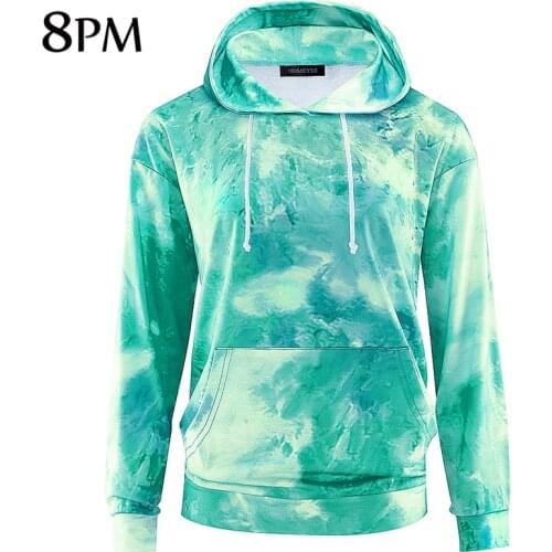Tie Dye Sweatshirt for Women Pullover Hoodies Longsleeve Drawstring with Pocket Fashion High Street Style ouc1159