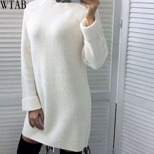 WTAB Red/Black Elegant Office Lady Mock Neck Form Fitting Long Sleeve Solid Straig Dress Autumn Minimalist Fashion Women Dresses
