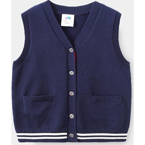 2-8 Years Toddler Boys Knitting Vest 2020 Winter New Kids Fashion V Neck Vest Cardigan Baby Clothes Casual Waistcoat for Boys