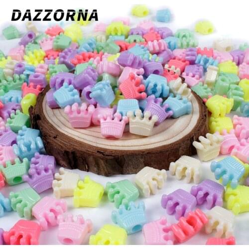 10mm 100/200/300/500Pcs Acrylic Beads Large Hole Crowm Loose Beads for Jewelry Making DIY Handmade Bracelets Necklace Accesory