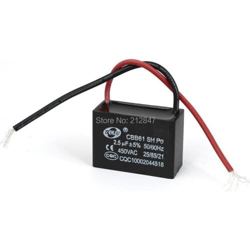 2.5MFD 2.5uf 450VAC 50/60Hz 2 Wire Fan Capacitor CBB61
