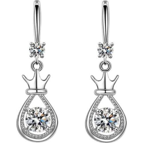 2021 New Style Fashion Zircon Crown Earrings Water Drop Earrings Ladies Earrings Gift