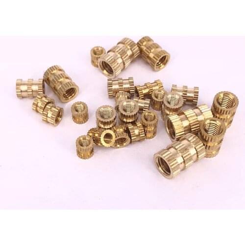 63pcs M1.2x2.5mmx2mm brass nuts muffs knurled nut muff embedded part through hole insert sleeve