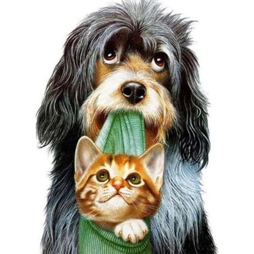 Diamond painting cross stitch animal joy puppy and kitten photo ugly girl rhinestone needlework mosaic deer home decoration DIY