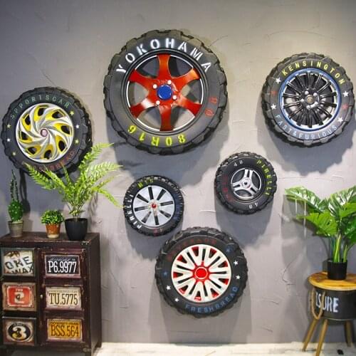 American industrial iron home decoration accessories creative round tire wall pendant retro nostalgia bar hanging adornment