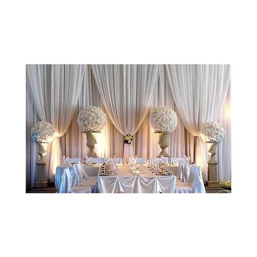 White Wedding backdrop with beautiful swags stage drape curtain decoration