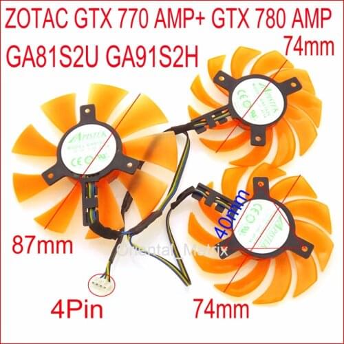 Free Shipping 3pcs/lot APISTEK GA91S2H GA81S2U 12V 4Wire 4Pin For ZOTAC GTX 770 AMP+ GTX 780 AMP Graphics Card Cooling Fan