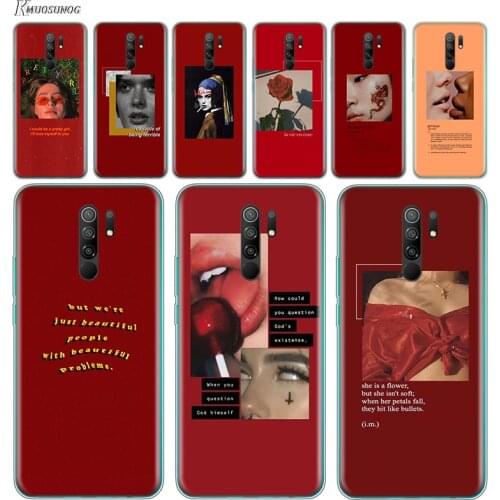 Retro red pattern art lyrics aesthetic For Xiaomi Redmi K40 K30i K30T K30S K30 K20 10X GO S2 Y2 Pro Ultra Phone Case