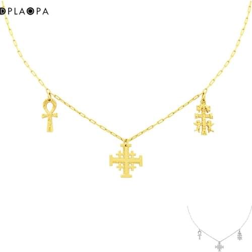 DPLAOPA 925 Sterling Silver Gold Plated Silver SACRED NECKLACE Long Chain Special Luxury Jewelry Wedding Crystal Jewels