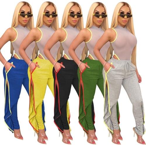 Both Sides Slit Wrinkle Fashion Loose Casual Pants Womens Pants Versatile Trend with Vest Short Top Shopping Street Clothes