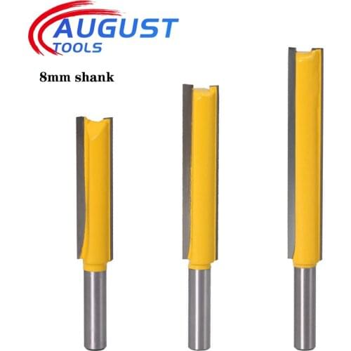 AUGT 8mm 6.35mm Shank Wood Miiling Cutter 2 Fute Straight Bit Woodworking Tools Router Bit For Wood Tungsten Carbide Endmill
