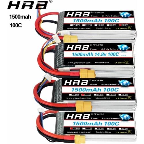 HRB 3s 11.1v lipo battery 1500mah 100C 4S 6S 14.8V 22.2V Lipo with XT60 connector for mini helicopter fpv drone RC Car Truck