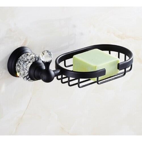 Crystal & Brass Soap Dishes High Quality Black Oil Brushed Soap Holder/Soap Case Bathroom Accessories Bathroom Shelf