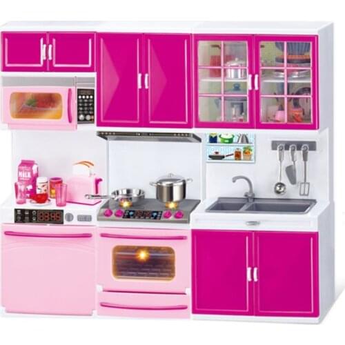 Simulation Kitchen Cabinets Set Children Pretend Play Cooking Tools Mini Dolls new