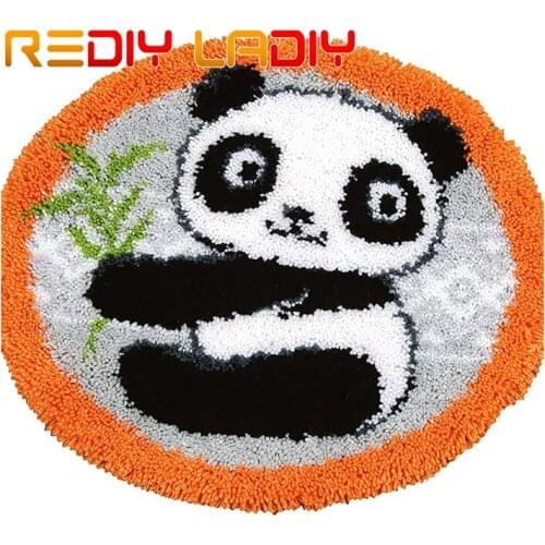 Latch Hook Rug Kits Crocheting Carpet Rug Lovely Panda Acrylic Yarn Pre-Printed Canvas Cushion Mat Crochet Tapestry Sofa Decor