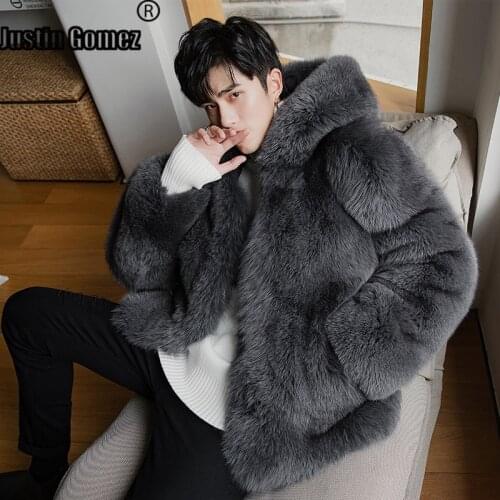 Hot Sale Fashion Design Streetwear Extra Comfortable Real Fox Fur Veste Homme Warm Thickening Luxury Cozy Soft Hooded Man Jacket