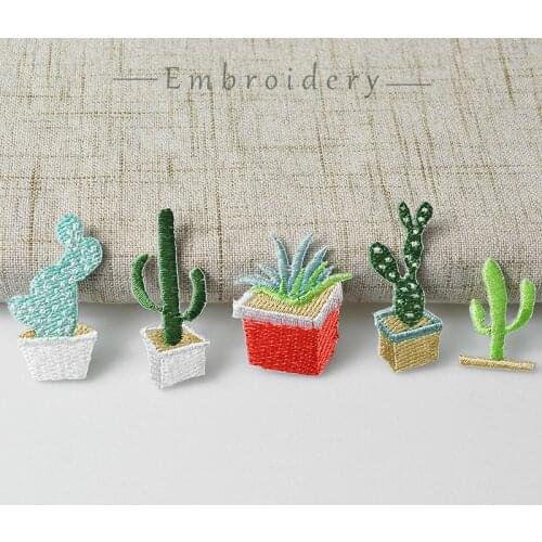 Cute fashion 1 PCS Embroidered succulent patch iron on patches applique stickers jeans clothing parch DIY accessories
