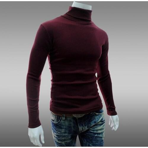 2021 Turtleneck For Men Solid Colour Slim Elastic Thin Pullover Men Spring Autumn Turtleneck Men Knitting Brand Sweater Men XXL