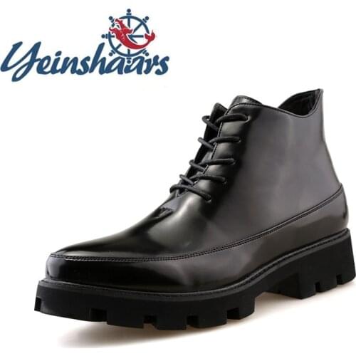 Men Casual Natural Leather Boots High Top Motorcycle Martin Boots Men Non-Slip Cowboy Botas Lace-up Hiking Shoes Bota Masculina