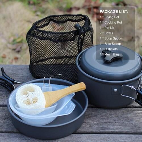 Camping Cookware Set Campfire Cooking Utensils Folding Cookset Portable Outdoor Hiking Backpacking Pot Pan