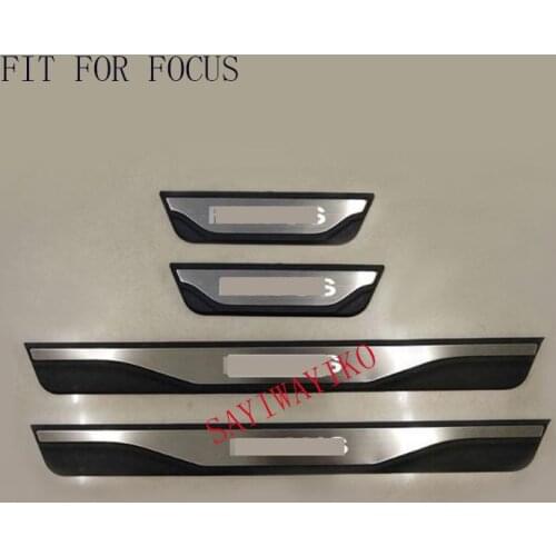 CARSTYLING 4PCS High-quality Stainless Steel Welcome Pedal Car Scuff Plate Pedal Trim Threshold Door Sill FIT For Ford Focus 2 3 4 2009 - 2018