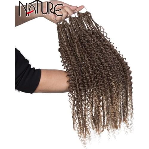 Nature Hair Synthetic Crochet Braids Hair Passion Twist River Goddess Braiding Hair Extension Ombre Brown Faux Locs Curly Hair
