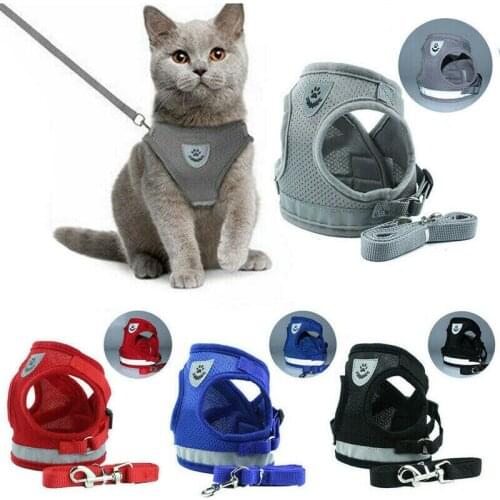 New Hot Pet Dog Cat Mesh Adjustable Harness Vest Walking Lead Leash Puppy Dogs Collar Leash