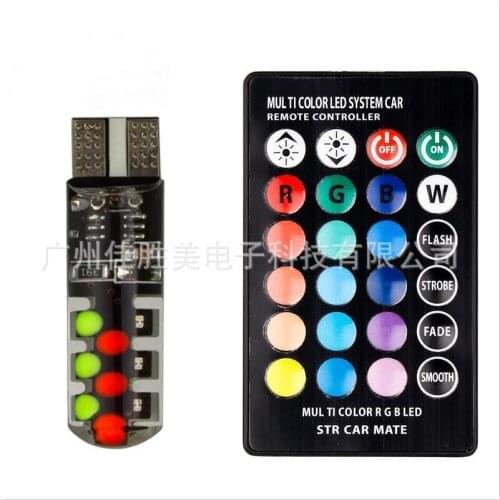 New type T10 colorful remote control side lamp RGB cob side lamp T10 colorful flash lamp automobile driving light