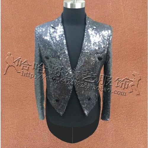 Sequins clothes men Tuxedo suits designs masculino homme terno stage singers personalized jacket mens blazer dance star style