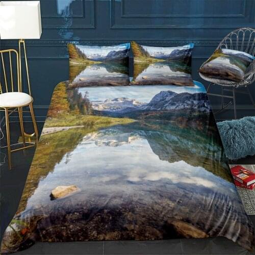 Autumn lake Quilt Cover Pillowcase 3Piece Comforter Bedding Set With Pillow Case Single Double Duvet Cover Home Decora