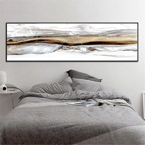 Golden Landscape Scenery Ink Painting Poster Canvas Print Painting Wall Art Living Room Home Decoration