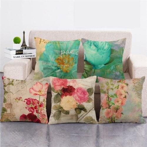 Wholesale45cm*45cm Simple plants and flowers Linen/Cotton Throw Pillow Covers Couch Cushion Cover Home Decor Pillowcase