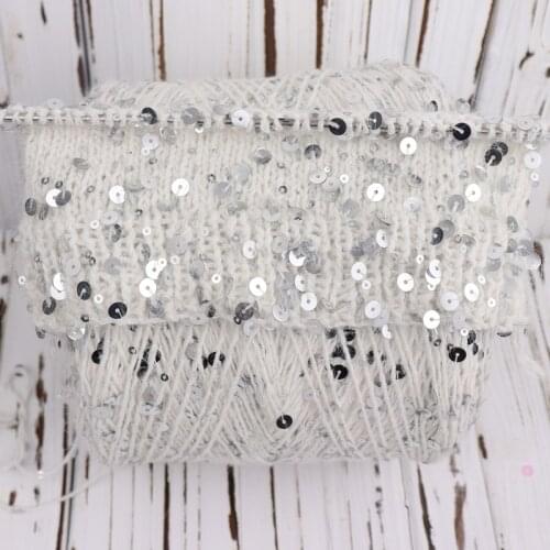 Пряжа 50/Ball 110M Long Mink Yarn 3mm+6mm Sequins Yarn DIY knitting for Woman Woollen Sweater, Hat,Scarf Decoration Wool Yarn