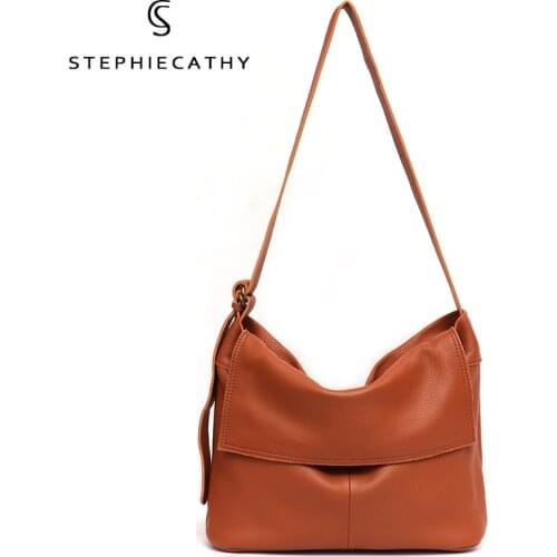 SC Casual Quality Italian Leather Messenger Hobo Women Casual Flap Shoulder Bags Luxury Leather Female Large Crossbody Handbags
