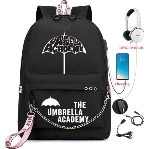 The Umbrella academy Backpack Students School Bags Pattern Girls Boys Childrens Schoolbag Mochilas Teenage Usb Charging Bookbag