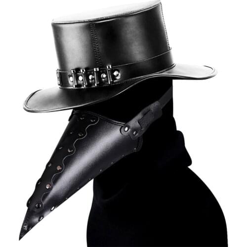 Steampunk Bird Plague Doctor Mask Adult Scary Horror PU Steampunk Halloween Cosplay Beak Mask Carnival Party