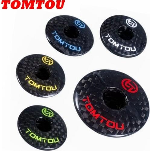 TOMTOU Full 3K Carbon Fiber Bicycle Stem Top Cap 28.6mm Bike Headset Stem Cover 6g Glossy Yellow Green Red White Blue