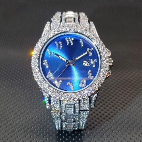 Waterproof Men Quartz Wristwatches Stylish Classic Ice Out Diamond Watches Mens Bezel Sunburst Dial Watch Montre Homme