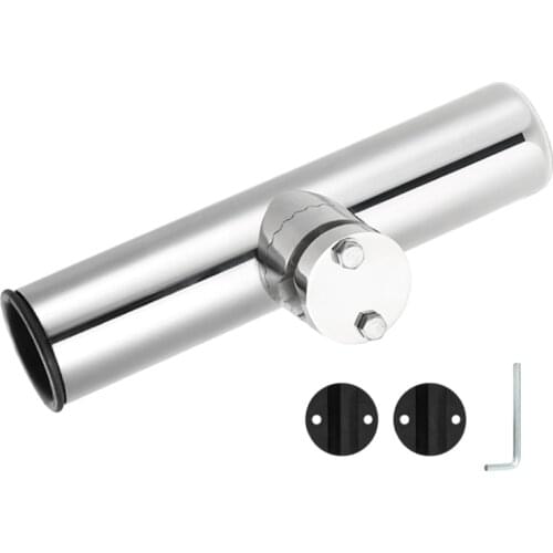 WXTF Rail Mount Stainless Steel 316 Fishing Rod Holder for Boat Canoe with Clamp on 3/4 to 1-1/4 Inch Marine Boat Hardware