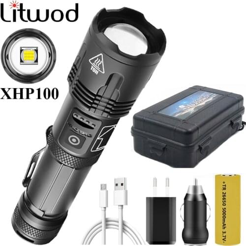 XHP100 9-core Led Flashlight Power Bank Function Torch Usb Rechargeable 18650 or 26650 Battery Zoomable Aluminum Alloy Lantern