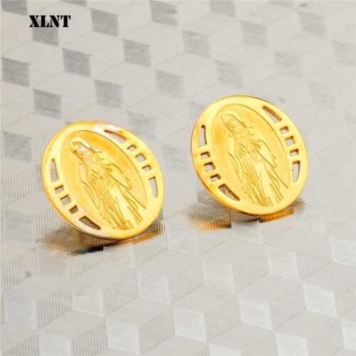 XLNT Trendy Women Stud Earrings Our Lady of Guadalupe Jewelry Virgin Mary Christian Jesus Buddhist Buddha Earrings