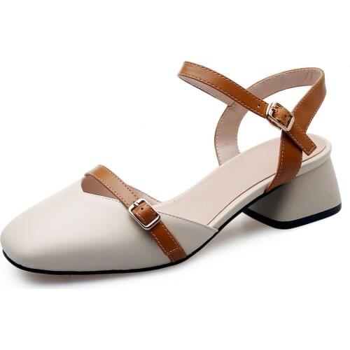 2019 spring and summer new style with square buckle with baotou sandals female 33-43