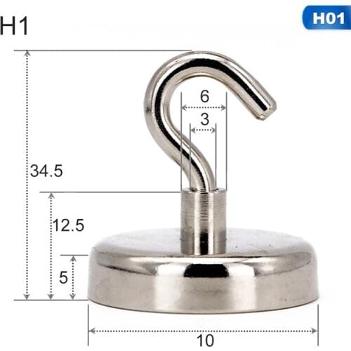 1PCS Magnetic Hooks Powerful Hook Magnet Holder 10kg Suction Wall Hook Holder Support Hardware Magnetic Tool Silver
