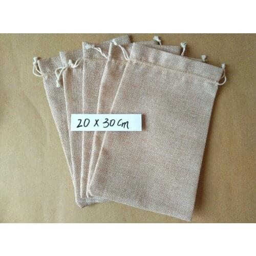 1000Pcs 20*30CM Drawstring Natural Linen Jute Sack Wedding Gift Bags Jewelry Packaging Bags Linen Jute Sack Bag Party Decoration