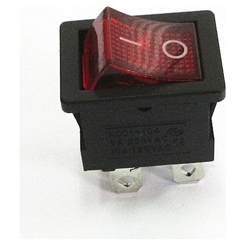 2PC/set AC 6A 250V 10A 125V KCD1-104 Rocker Switch boat rocker power switch black /Red 4 pin 2 terminal