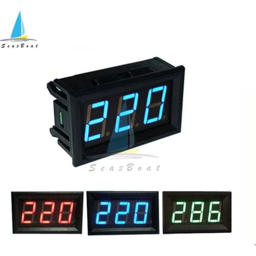 AC 70-500V 0.56" LED Digital Voltmeter Voltage Meter Volt Instrument Tool 2 Wires 0.56 Inch Red Green Blue Display For Car