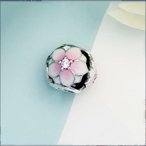 Authentic 925 Sterling Silver Beads New Popular Peach Blossom Fashion Beads Fit Original Pandora Bracelet For Women Diy Jewelry